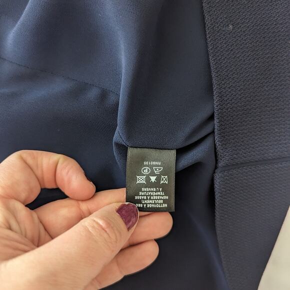 Lafayette Navy Blue Vest Waterfall Front Cardigan Viscose Semi Sheer Back Panel - Picture 9 of 10